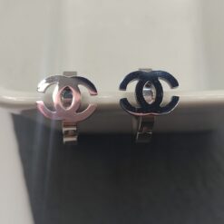 σκουλαρίκια ατσάλι ασημί τύπου chanel
